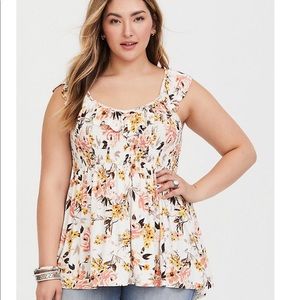 TORRID Brand - Floral Ruffle Tank Top - Size 0